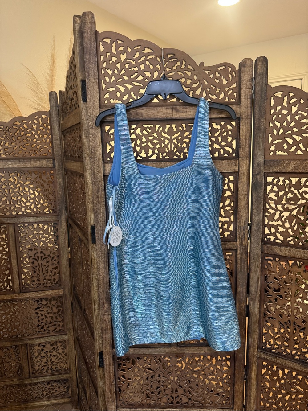 Staud Le Sable Beaded Mini Dress in French Blue NEW NWT - Picture 4 of 5